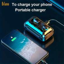 Briame Mini 无线耳机，带 LED 显示屏，运动耳机，内置麦克风，兼容所有设备，游戏耳机，高保真音质，400mAh 电池 - 查看 4