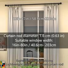 Barra de cortina de hierro negro de 0,63 pulgadas, barra romana clásica y versátil con decoración de bola pequeña, longitud de 23 a 87 pulgadas, fácil instalación, resistente, adecuada para barra de cortina/ducha/toldo/cortina transparente, montaje en pared o colgante, apta para dormitorio, cocina, sala de estar, comedor, oficina, dormitorio o alquiler, juego de barras de cortina minimalistas y ligeras - Negro - Ver 10