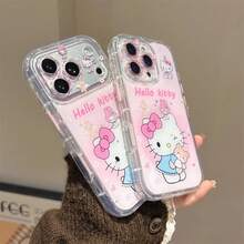 SANRIO Candy Color Jelly Pink Bow Phone Case For 17 16 15 14 12 13 11 Pro Max PLUS Y2K Cute Hello Kitty Girls Cover - 1 - 查看 5