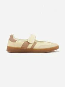 Women Ballerina-Style Flat Sneakers With Hook And Loop Closure - Yellow - View 3