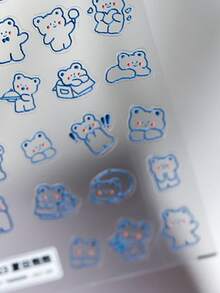1 miếng dán móng tay hình gấu mùa hè dập nổi dễ thương, hình gấu Teddy 5D đáng yêu, họa tiết móng tay tự dính, phụ kiện trang trí móng tay cho bé gái - Nhiều màu - Xem 3