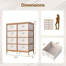 8 Drawers Dresser With Removable Fabric Bins, Chest Of Drawers For Closet Hallway - tự nhiên - Xem 9