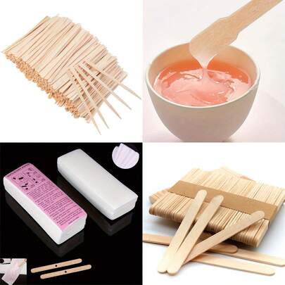 100pcs Wax Applicator Sticks, Suitable For Personal Waxing Wax Spreading And Mixing, Personal Care Wax Sticks, Wax Auxiliary Tools Wooden Sticks (1 Pack = 100pcs)