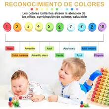 Tabla de multiplicar matemática, Bandeja Aprendizaje multiplicación arcoíris, 10 x 10 con 100 Cilindros numéricos, Divertidos Juguetes matemáticas para Contar para niños Mayores 3 años - 1 - Ver 4