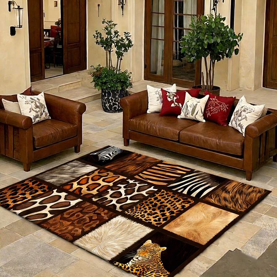 Retro Leopard Print Flannel Carpet, 2D Digital Printing, Non-Slip Rubber Bottom, Multiple Sizes Available. Suitable For All Seasons, Washable, Machine Washable, Comfortable, Unique, Suitable For Him, Her, Family Members, Boyfriend, Girlfriend, Father, Family Members, Mother, Lover, Daughter, Son, Grandfather, Grandmother, Teacher, Doctor, Nurse, Friend, Classmate, Pet. As Birthday Gifts, Household Items, Wedding Items, Souvenirs, Home Decoration, Daily Life, Office Decoration, Birthday, Anniversary, Valentine's Day, Thanksgiving, Graduation Season, Christmas, Halloween, Mother's Day, Father's Day, Wedding, New Year Gift Decoration. Suitable For Shopping Centers, Restaurants, Kitchens, Bathrooms, Living Rooms, Bedrooms, Corridors, Balconies, Outdoor Doors, Door Mats, Entrance Mats, Non-Slip Mats, Offices, Cafes, Piano Room Floor Decoration - Nhiều màu 12 - Xem 1