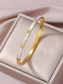 1 chiếc vòng tay bằng thép không gỉ 18K thiết kế hoa văn, phụ kiện thời trang sang trọng, phù hợp để đeo hàng ngày, dự tiệc, họp mặt, làm quà tặng, lễ hội, đám cưới, phong cách đường phố, lễ hội âm nhạc, tiệc chiêu đãi, kỳ nghỉ hè ở bãi biển và nhiều dịp khác. - Vàng - Xem 3