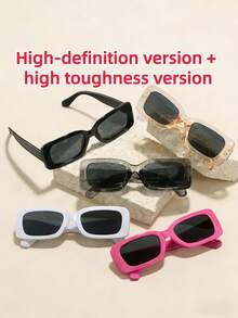 1 Pair Y2K Style Square Glasses, Cute Retro Beach Fashion Eyewear Suitable For Men And Women - White - View 4