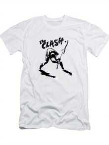 Camiseta vintage con estampado de banda - camiseta punk de algodón grueso con logotipo distintivo y estampado de notas musicales, unisex, tallas S-XXXL, camisa blanca adecuada para hombres y mujeres, ropa casual y para fans de la música, cuello redondo, manga corta, corte holgado, lavable a máquina, usuable en las cuatro estaciones, estampado geométrico, estilo retro punk, diseño de banda de metal, entrega desde almacén local, regalo de Navidad para hombres, ropa, camisa de hombre, ropa familiar, pijamas con temática navideña, regalo divertido, oferta de . - Blanco - Ver 2