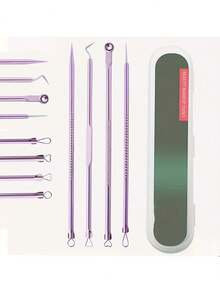 Kit de herramientas para eliminar acné y puntos negros - Eliminador de acné y puntos negros, reduce las marcas de acné, aclara las imperfecciones, cuidado de la piel, belleza para mujeres, herramienta de limpieza de poros, herramienta de limpieza profunda, herramienta de cuidado facial, gancho de limpieza de poros - multicolor - Ver 19