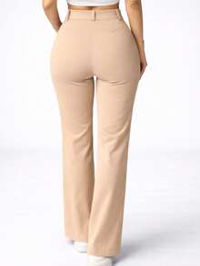 Women's High-Waisted Tailored Cargo Pants With Side Pockets - Ideal For Travel, Daily Wear, Vacation, Office, Holidays, Nights, And School. - 米色 - 查看 2