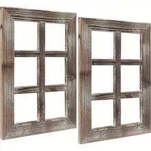 2 Packs Retro Wooden Window Frame Set, Rustic Decorative Shutters, Pastoral Style Wall Decor For Living Room, Bedroom And Kitchen - Multicolor - View 4