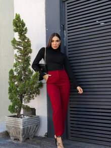 Women's Knit Blouse With Flare Sleeves And Button Detail - Black - View 4