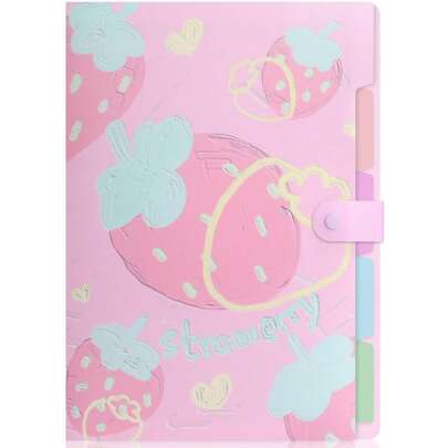 A4可扩展文件袋，适合学生和上班族使用，风琴式口袋，水果图案