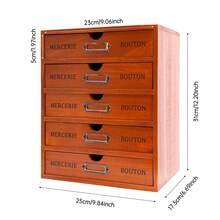 5-Drawer Wooden Desk Organizer, Brown Vintage Shelf Drawer Storage Unit - Apothecary Style Drawers For Office Supplies, Jewelry, Stationery | 11 Lbs Capacity, No Assembly Required, Shelf Drawer Cabinet For Home Office, Bedroom, Dresser | Label Slots, No Assembly, 11 Lbs Capacity - màu nâu - Xem 2