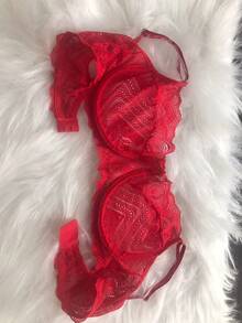 Set Of 3 Lace Bras Without Padding With Underwire Sigh Balconette - White/black/red - View 5