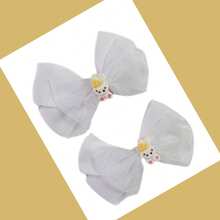 Children's Hair Bows, Duckbill Clips, 2 Units - White - View 5