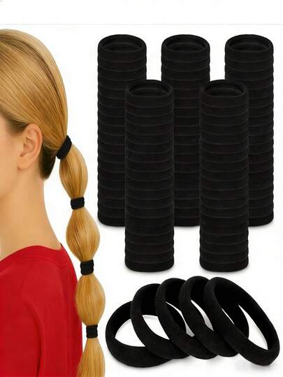 10/5/1pc Large Black Hair Ties,Thick Seamless Hair Bands For Women And Girls, Elastic Ponytail Holders, No Damage Hair Elastics For Thick Heavy Curly Hair