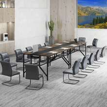 1 PCS 6 FT Conference Table With Cable Grommet & Storage Shelf For Meeting Room Office - Brown - View 2