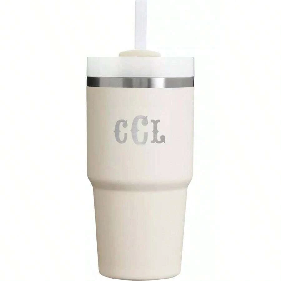 Stanley Custom 20 Oz. Quencher H2.0 FlowState Tumbler | | Insulated Water Bottles For Outdoor - 奶油2 - 查看 1