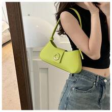 French-Style Niche Textured Underarm Bag, New Summer Solid Color PU Shoulder Bag, Versatile For Commuting, Crossbody Handbag - Green - View 9