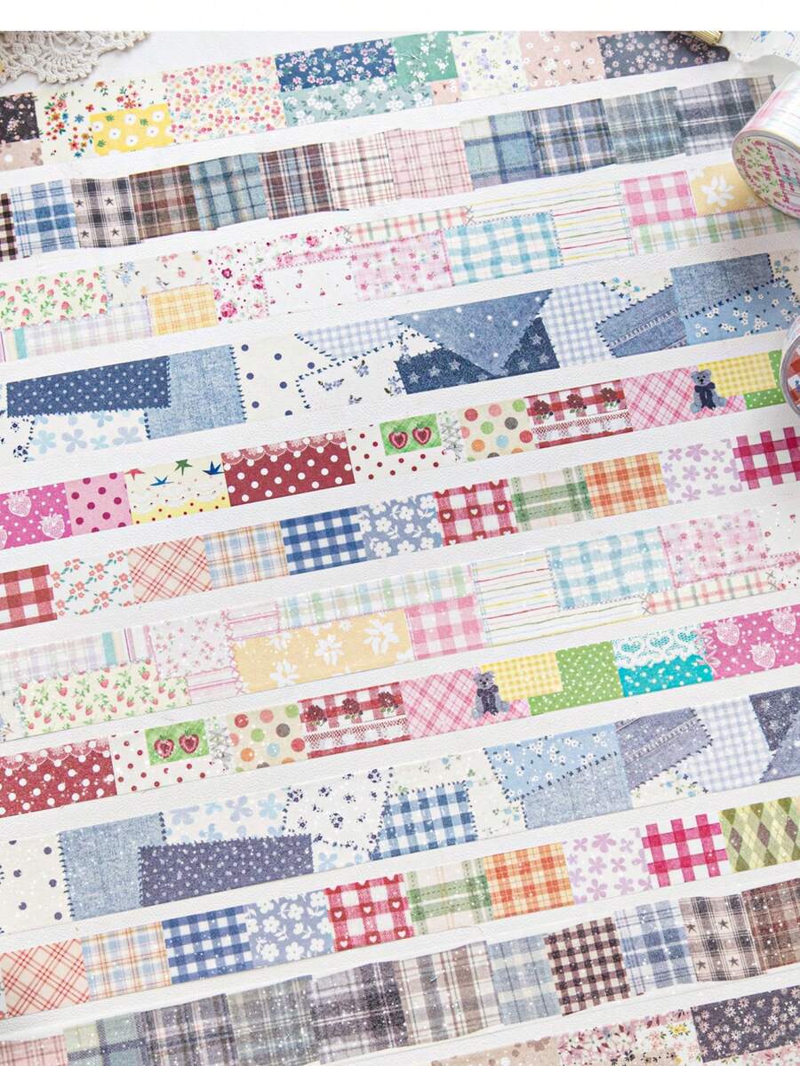 1卷硫酸纸/闪光砂纸胶带，用途广泛，适用于剪贴簿、拼布花园系列，适合作为礼物、办公用品、家居用品、标记、标签、教室用品、娱乐玩具、学生计划本、创意复古装饰贴纸 - 多色 - 查看 1