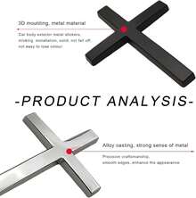 3D Metal Cross Car Emblem Sticker - Self-Adhesive Decoration For Auto, Trunk, Fender (Black) - Black 1pcs - 查看 3