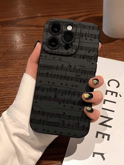 Fashionable, Popular, Personalized,Vintage Dark Tone Full Page Sheet Music Musical Notes Staff Art Pattern Design Theme Luxury Shockproof Aesthetic Cute Phone Case,Lens Protrusion Protection , Compatible With For IPhone 17/17Pro/17Pro Max, 16,15,14, 13, 12, 11 Plus/Pro Max And Series,And Compatible With For Galaxy S/A Series -, Gift For Easter Day, Christmas Halloween Decoration/Gift For Birthday, Girlfriend, Boyfriend, Friend Or Yourself.