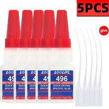 LOOLIFL 1-7支装强力胶，氰基丙烯酸酯胶粘剂，5秒速干强力粘合，适用于玻璃、木材、金属、塑料、陶瓷以及各种日常和工业场景 - 10ml x496膠水 - 查看 10