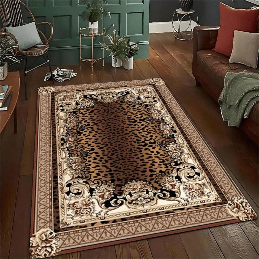Retro Leopard Print Flannel Carpet, 2D Digital Printing, Non-Slip Rubber Bottom, Multiple Sizes Available. Suitable For All Seasons, Washable, Machine Washable, Comfortable, Unique, Suitable For Him, Her, Family Members, Boyfriend, Girlfriend, Father, Family Members, Mother, Lover, Daughter, Son, Grandfather, Grandmother, Teacher, Doctor, Nurse, Friend, Classmate, Pet. As Birthday Gifts, Household Items, Wedding Items, Souvenirs, Home Decoration, Daily Life, Office Decoration, Birthday, Anniversary, Valentine's Day, Thanksgiving, Graduation Season, Christmas, Halloween, Mother's Day, Father's Day, Wedding, New Year Gift Decoration. Suitable For Shopping Centers, Restaurants, Kitchens, Bathrooms, Living Rooms, Bedrooms, Corridors, Balconies, Outdoor Doors, Door Mats, Entrance Mats, Non-Slip Mats, Offices, Cafes, Piano Room Floor Decoration - Nhiều màu 4 - Xem 1