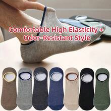 7 Pairs Men's Invisible Socks With Cushion, Breathable Low-Cut Design, Arch Support, Suitable For Sports, Basketball, Football, Business Casual, Outdoor, Running, School Style, All Seasons, Gym, Back To School, Black And White Colors - Multicolor - View 8