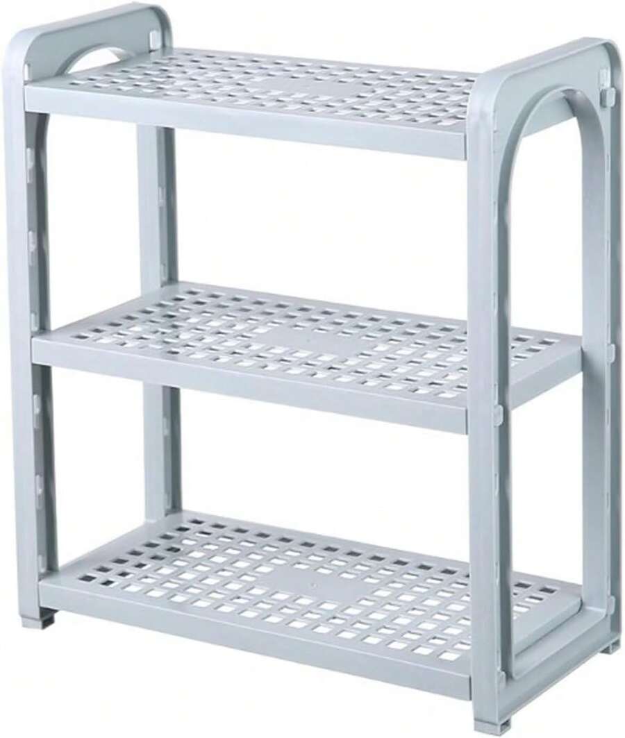 Estante de plástico para encimera, organizador de ducha ajustable de 3 niveles, soporte de almacenamiento de cosméticos, estante de especias de cocina, organizador de baño, bandeja de tocador - Negro - Ver 1