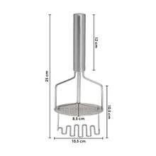 Prensador de patatas acero inoxidable 2 en 1, machacador manual con disco perforado y base ondulada, para puré de patata y verduras, 25 x 10,5 cm - 25 x 10,5 centímetros - Ver 2