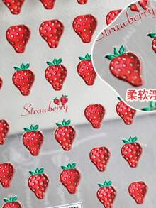 1片装甜美草莓浮雕红色多汁水果美甲贴纸，5D立体美味亮丽美甲贴花，自粘式美甲装饰，适合女孩和女士 - 彩色 - 查看 3