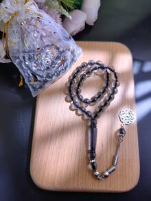 1个精美星月糖果袋，内含1串33颗10毫米斋月祈祷念珠，适合（情侣、斋月、开斋节、礼品） - 彩色 - 查看 7