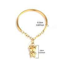 Personalized Bear Ring Design, Gold Bear Pendant, Waterproof Gold Stainless Steel Chain Combination Ring - Gold - View 4