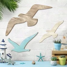 1/3 PiecesOcean Style Wooden Seagull Decoration, Beach Theme Wall Decoration, Coastal Theme Decoration, Suitable For Home Bedroom Living Room Decoration, Seaview Room Decoration, Summer Ocean Beach Theme Decoration - Multicolor - View 2
