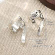 Cute Cat Shaped Retro Ear Clips, Creative Earrings, Suitable For Daily, Party And Holiday Wear, Fashion Jewelry Earrings For Women - Silver - View 6