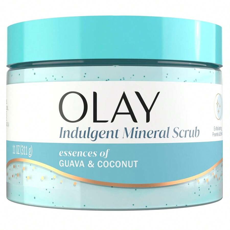 Olay Body Indulgent Mineral Scrub, Skin Exfoliating & Massaging Pearls, Nourishing Soft & Gentle Formula, Renewing BHA, Vitamin B3 Complex, Luxurious Fragrances, Coconut & Guava Scent, 11 Oz - 椰子和番石榴 - 查看 1
