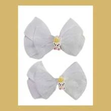 Children's Hair Bows, Duckbill Clips, 2 Units - White - View 4