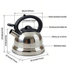 3.7 Quart Stainless Steel Whistling Tea Kettle, Large Capacity Suitable For Gas & Induction Cooktop - View 9