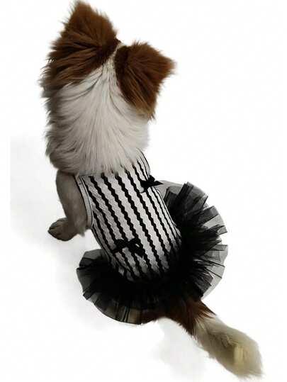 Pet Clothes Line Bow Tulle Dress, Suitable For Spring And Autumn