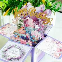 通用3D立体生日贺卡，纸质3D生日贺卡，附赠空白卡片和信封，独特的生日礼物，适合送给女性、男性、丈夫、妻子、母亲、父亲、女儿，也适合作为返校用品。 - 單件 - 查看 11