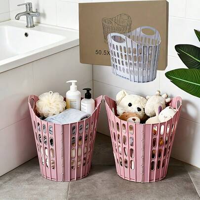 Cesta de lavandería plegable grande y premium - Diseño rectangular de plástico duradero, transpirable y ligero, adecuado para dormitorio, baño o dormitorio, accesorios de lavandería, cesta de lavandería, cesta de ropa sucia, cesta de almacenamiento
