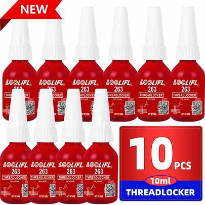 263 Red Threadlocker Anaerobic Glues 50ml, High Strength Anti-Loose Screw Glues, Fastening & Quickly Cured Thread Locking Agent Sealant, Waterproof & Shockproof, Suitable For Metal Screws, Bolts, Nuts In Automotive, Machinery, Electronic & Daily Repair Scenarios