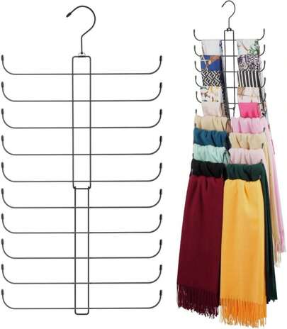 ZEDODIER Scarf Organizer Scarf Hanger For Closet, Rotatable Sturdy Hijab Holder Holds 20 Scarves, Space Saving Closet Organizers And Storage, Black