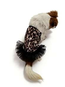 Vestido para perro, vestido de malla con estampado de leopardo y tirantes de espagueti que evita el desprendimiento de pelo - Caqui - Ver 1