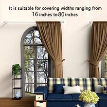 0.63英寸铁艺拼接窗帘杆/罗马杆，经典百搭小球装饰支架套装，长度23-87英寸。安装简便，经久耐用，适用于：窗帘杆/浴帘杆/遮阳杆/薄纱窗帘杆，可壁挂或悬挂，适用于卧室、厨房、客厅、餐厅、办公室、宿舍或出租房。轻盈银色窗帘杆，现代简约设计，简约优雅！ - 銀色 - 查看 8