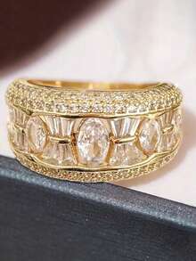 1 PC Glamorous Cubic Zirconia Ring For Women For Wedding Engagement Anniversary Party Jewelry Valentine's Day Gift - 1# - View 2