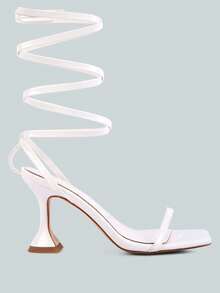 Lewk Strappy Tie Up Spool Heel Sandals - trắng - Xem 1
