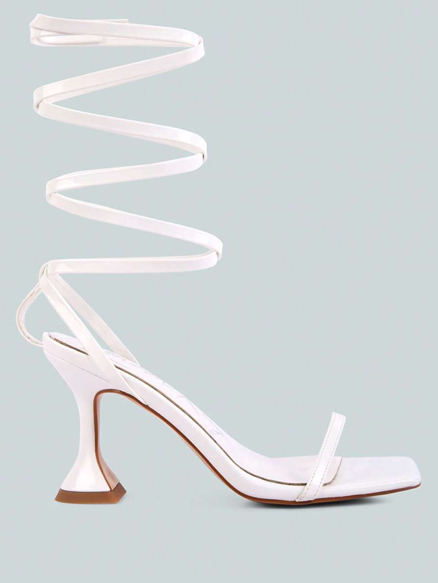 Lewk Strappy Tie Up Spool Heel Sandals - trắng - Xem 1